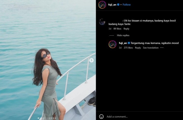 Fuji Tanggapi Komentar Terkait Penampilan (Instagram/@fuji_an)