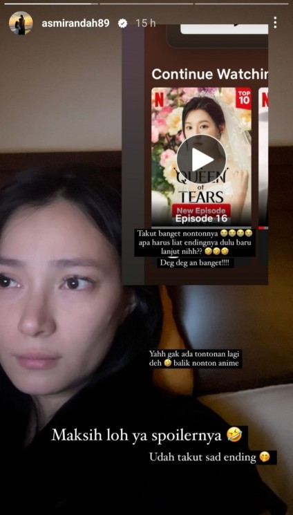 Asmirandah Nonton Queen of Tears (Instagram/@asmirandah89)