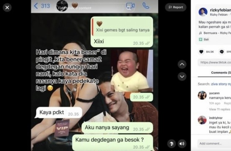 Chat Mahalini dan Rizky Febian (tiktok)
