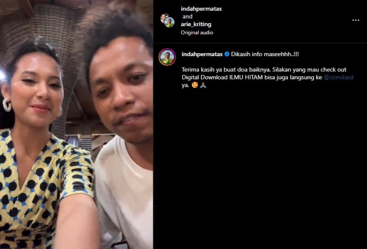 Indah Permatasari dan Arie Kriting (Instagram/@indahpermatas)