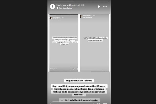 Rizky Billar dituding selingkuh (instagram)