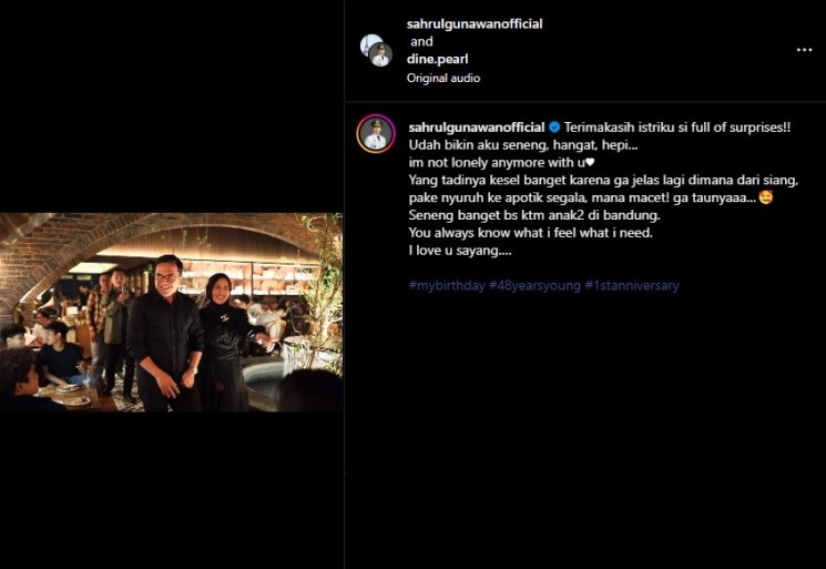 Sahrul Gunawan Ulang Tahun (Instagram/@sahrulgunawanofficial)