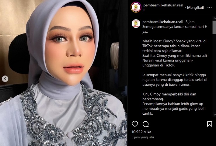 Cimoy Montok tunangan (instagram)