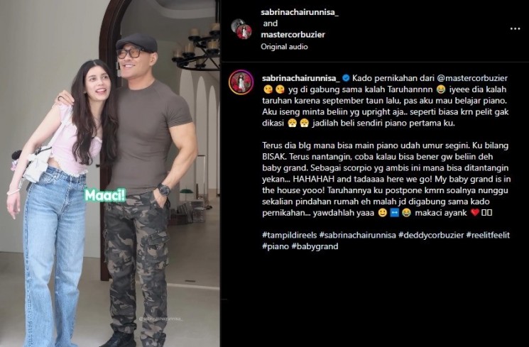 Deddy Corbuzier dan Sabrina Chairunnisa (Instagram/@sabrinachairunnisa_)