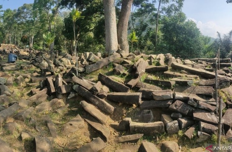 Situs Megalitikum Gunung Padang di Kecamatan Campaka, Kabupaten Cianjur, Jawa Barat.ANTARA/Ahmad Fikri.
