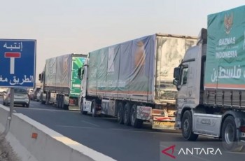 Indonesia Salurkan 14 Truk Bantuan Logistik untuk Gaza Lewat Baznas
