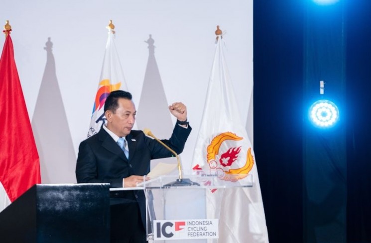 Ketua Umum PB ISSI Kapolri Jenderal Polisi Listyo Sigit Prabowo saat memberikan sambutan dalam melalui Musyawarah Nasional (Munas) PB ISSI 2025 di Jakarta, Kamis (30/10/2025). (ANTARA/HO-PB ISSI)