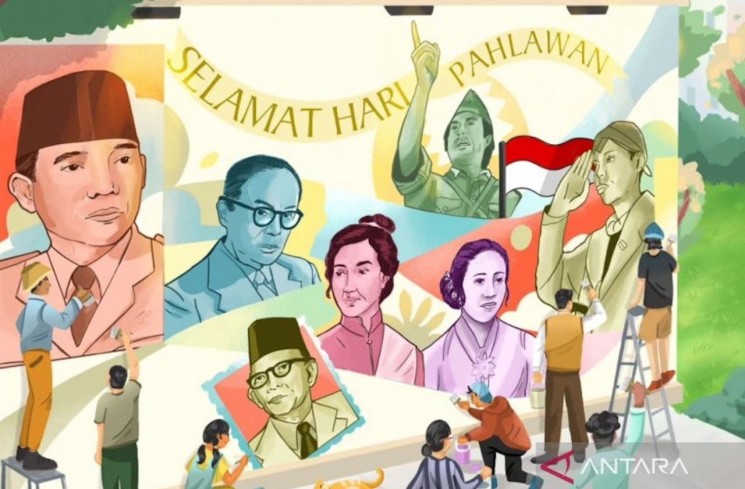 Ilustrasi Peringatan Hari Pahlawan. ANTARA/Instagram/@Sekretaris.kabinet
