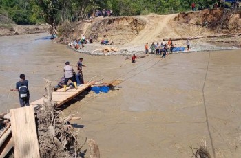 Jembatan Darurat Kampung Owaq Aceh Tengah Dibangun, Akses Menuju Jamat Kembali Pulih